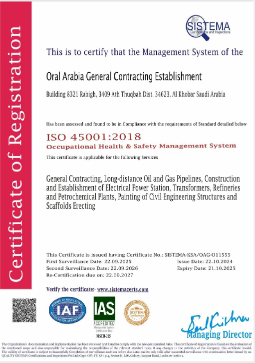ISO 45001:2018 Certificate